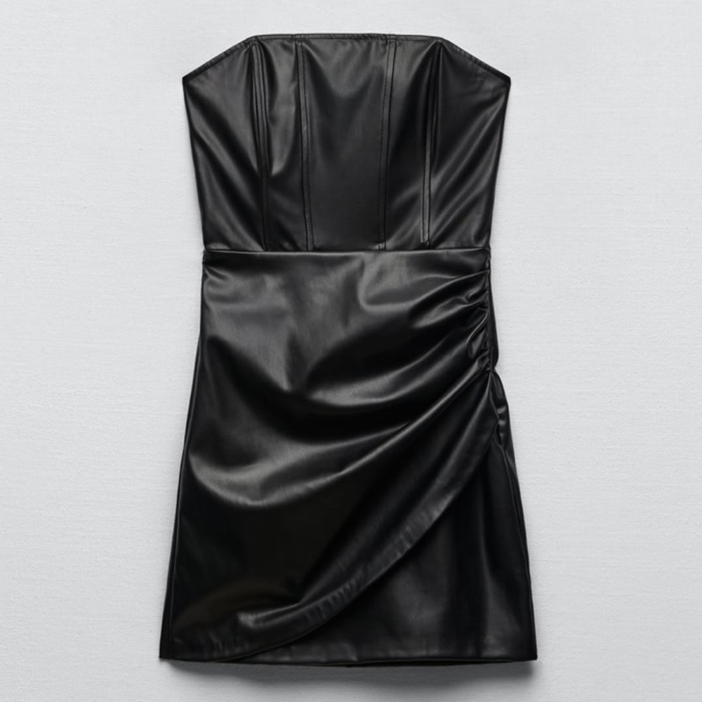NWT Zara FAUX LEATHER CORSET DRESS